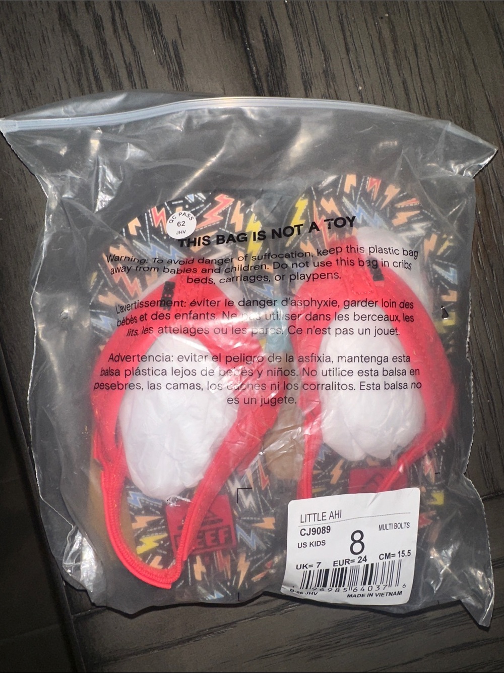 Reef Kids Flip Flop Sandals in Red with Multicolor Lightning Print